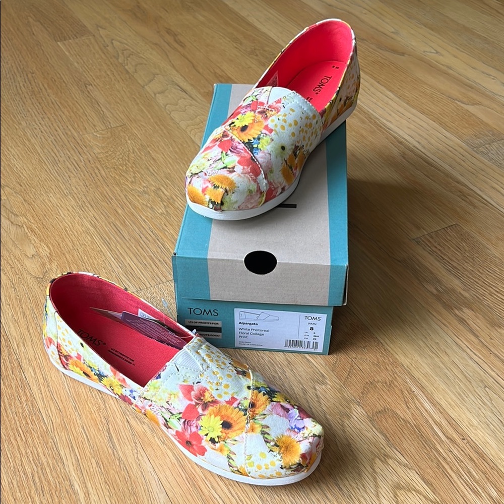 Toms Alpargata Flats w/ Vibrant Floral Design